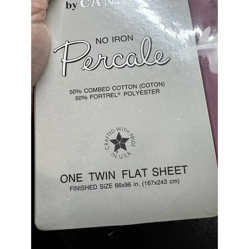 Vintage Cannon Color Classics Percale‎ Twin Flat Sheet Berry Pink USA New 1993